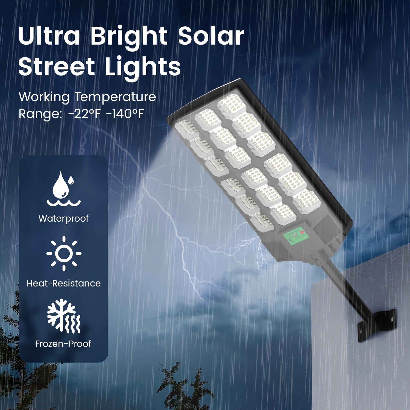 Solar Street Light with 360 LEDs, 6500K Waterproof Sensor Solar Floodlight with Remote Control, Perfect for Nighttime Lighting in Commercial Areas and Parking Lots, Dusk to Dawn.
