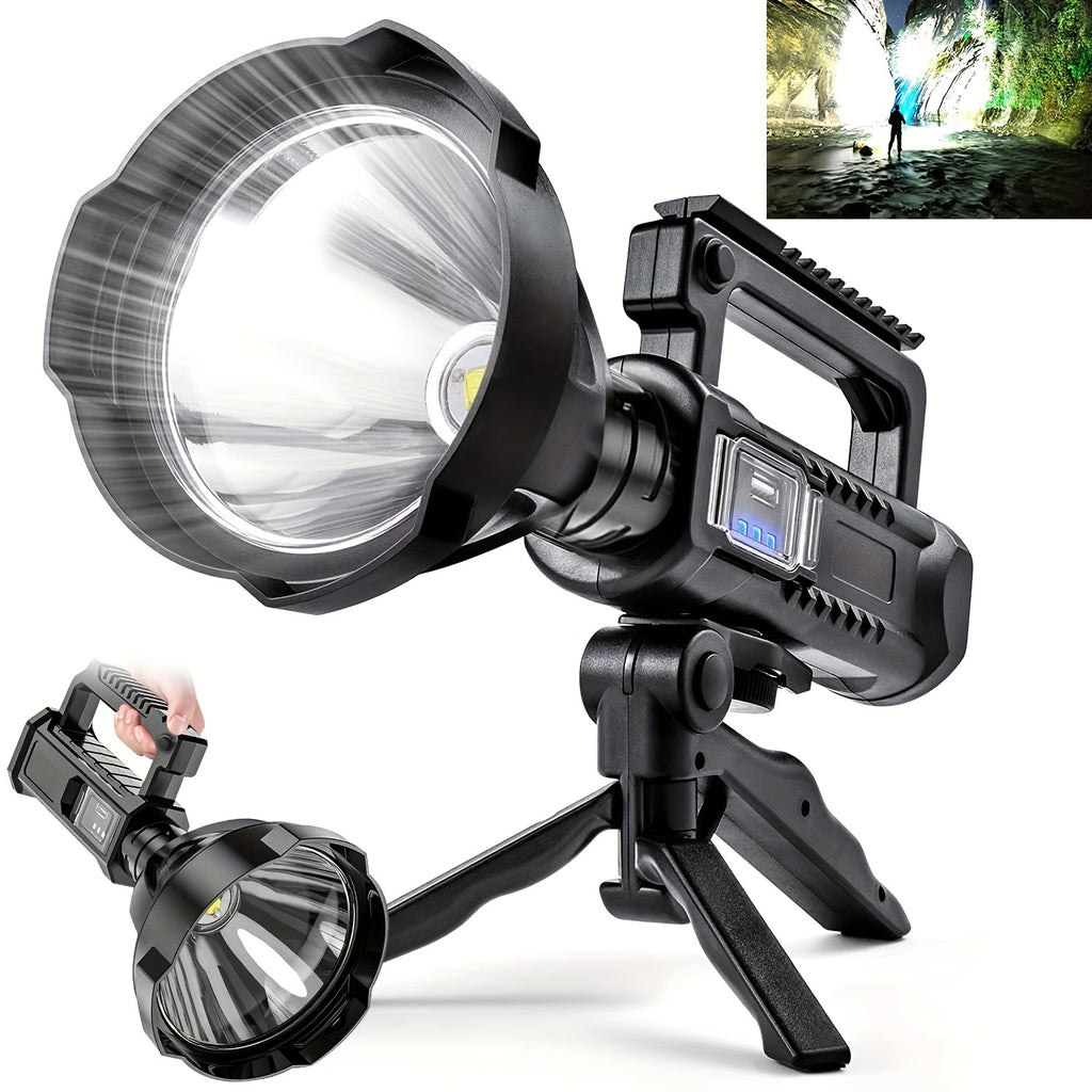 3 Styles USB Charging LED Spotlight Flashlight, High Lumen Upgraded XHP70/XHP50/XPE, 4 Modes Bright Searchlight, Portable Flashlight with Bracket, Ideal for Camping, Hiking