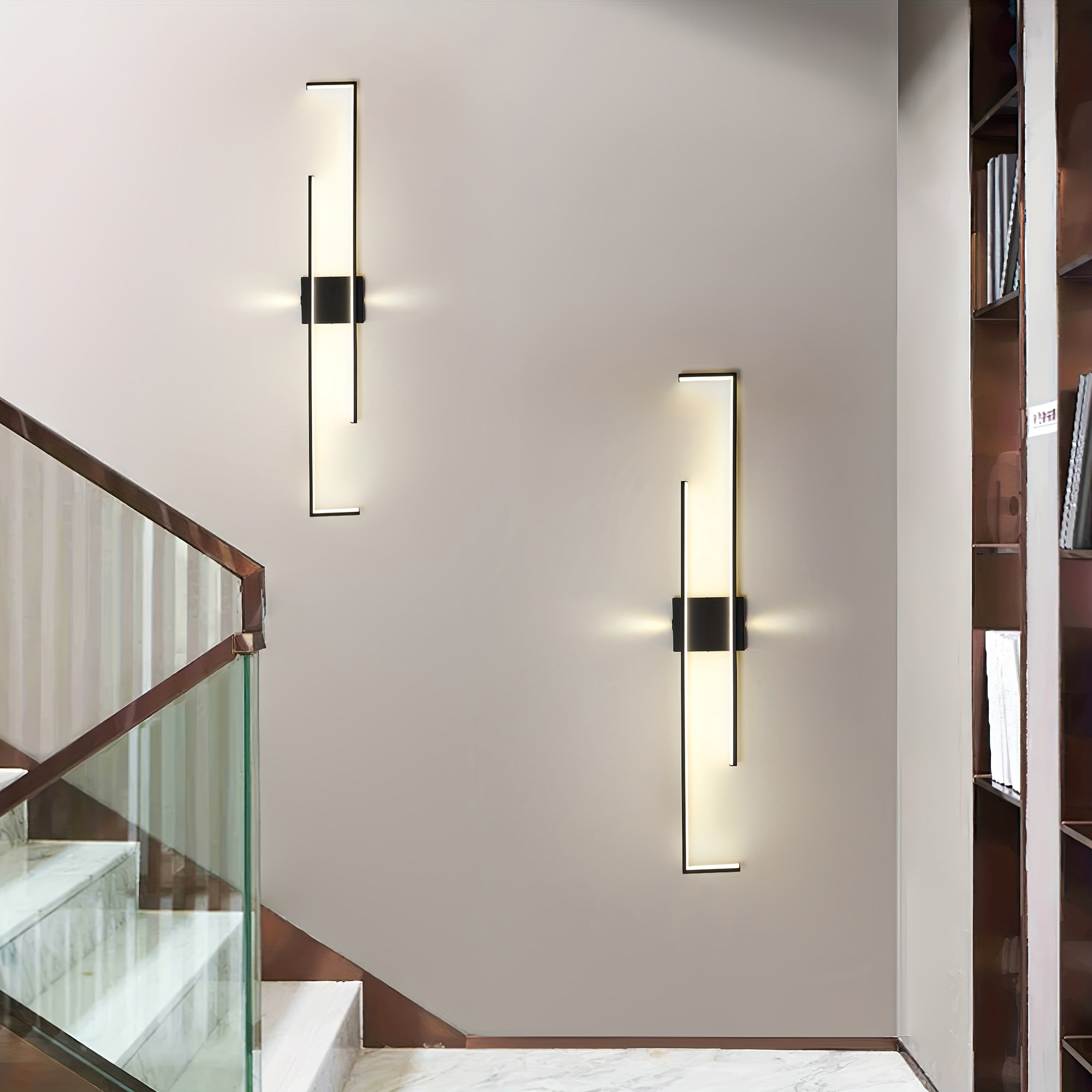 Ganeed Minimalist Geometric Wall Light - Adjustable LED Lighting with Remote Control, Length 43.3 Inches / 109 cm, Modern Art Design, Suitable for Bedroom, Living Room, Hallway, Stairs and Entryway - Easy to Install, Energy Saving