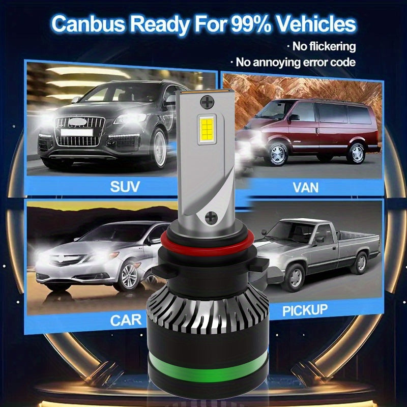 2Pcs H1 H7 H11 9005 9006 9012 H4 H13 9007 9004 LED Car Headlights, Bright 3570 CSP Chip 6000K White 50000 Lumens 200W High/Low Beam Fog Light Fast Heat Dissipation Plug-and-Play, Headlight Replacement