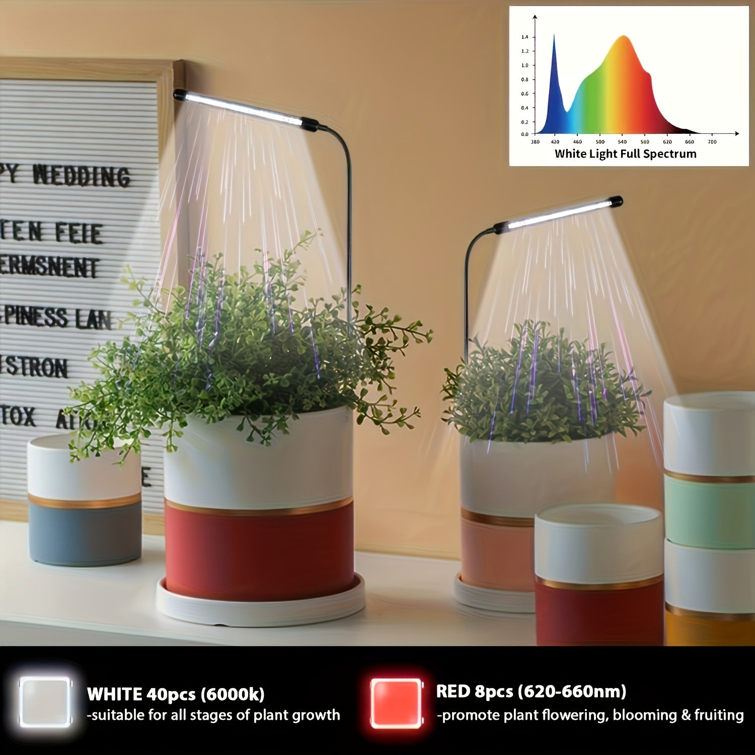 Indoor Plant Grow Light, Full Spectrum LED Plant Light, Suitable for Indoor Plant Growth, Mini Grow Light with Auto Timer & Flexible Gooseneck, 6000K Full Spectrum Gooseneck Grow Light, 1pcs/2pcs/3pcs