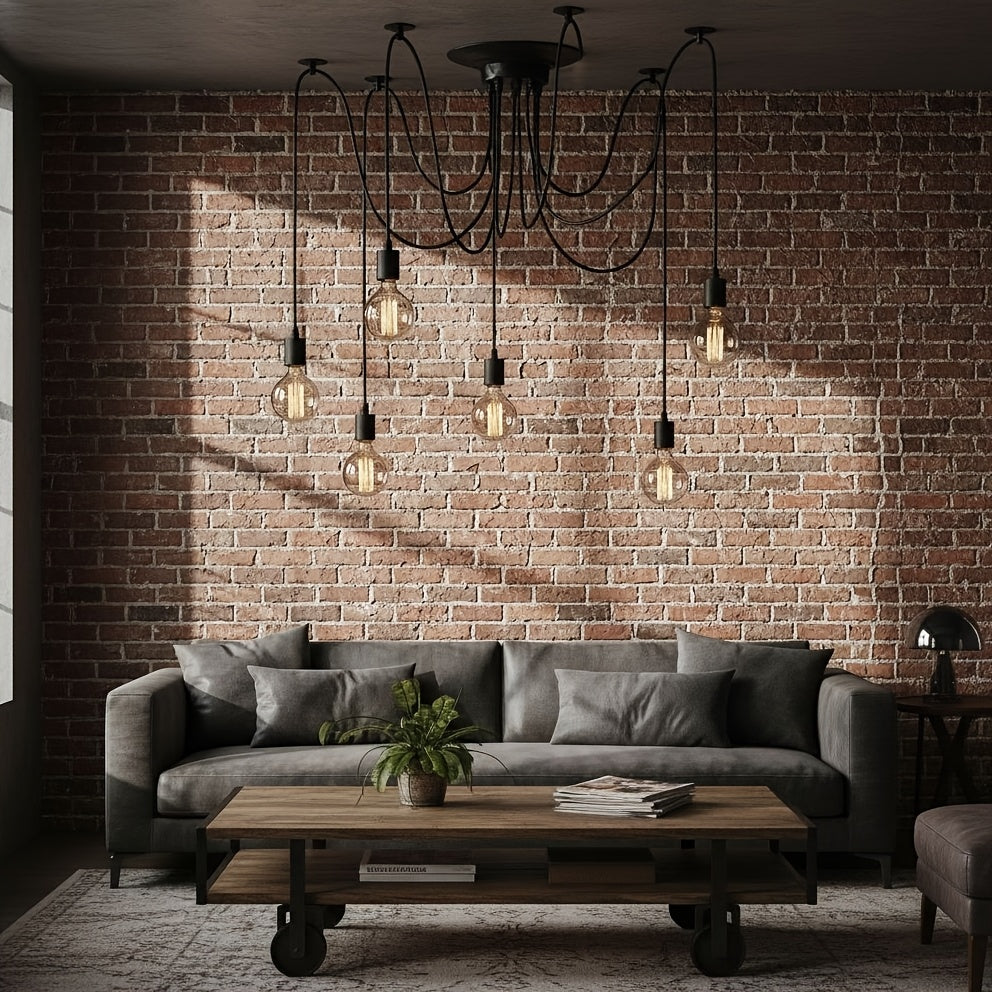 One-Pack, 6-Arm Spider Chandelier Ceiling Pendant Light, Vintage Style, Punk Style, Modern Style Pendant Light, Adjustable DIY, Hanging Fixture Suitable for Dining Room, Kitchen, Bedroom