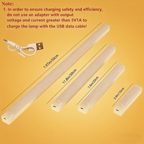 1PC 3.94inch~19.69inch LED 智能人体运动感应长条夜灯橱柜灯，无线USB供电暖白色&白色橱柜照明条，磁性贴片易于安装，感应灯，适用于衣柜、壁橱、橱柜、楼梯、餐厅、卧室、露营房车
