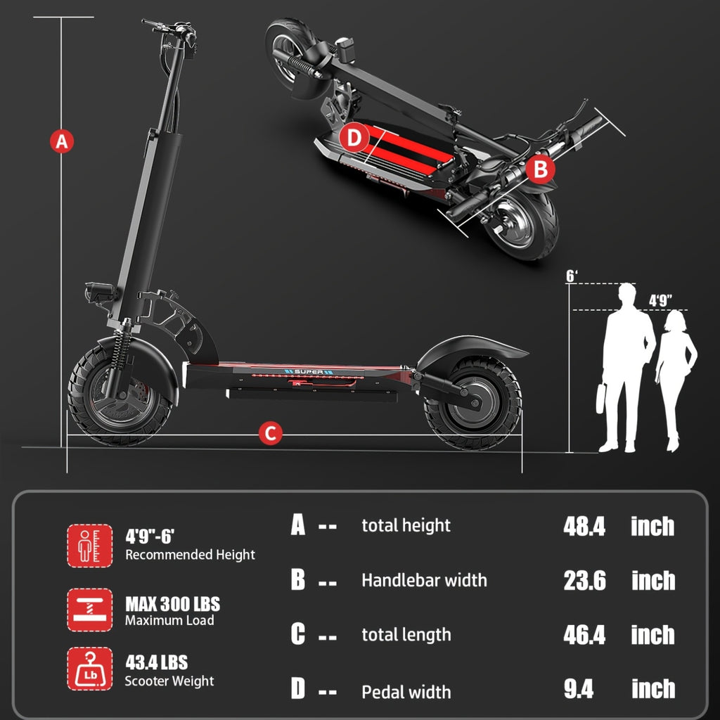 Q2-500W 成人座椅电动滑板车，续航30-35英里，10英寸轮胎，48V 15AH电池，可折叠设计与可拆卸座椅，巡航控制，明亮灯光，越野能力