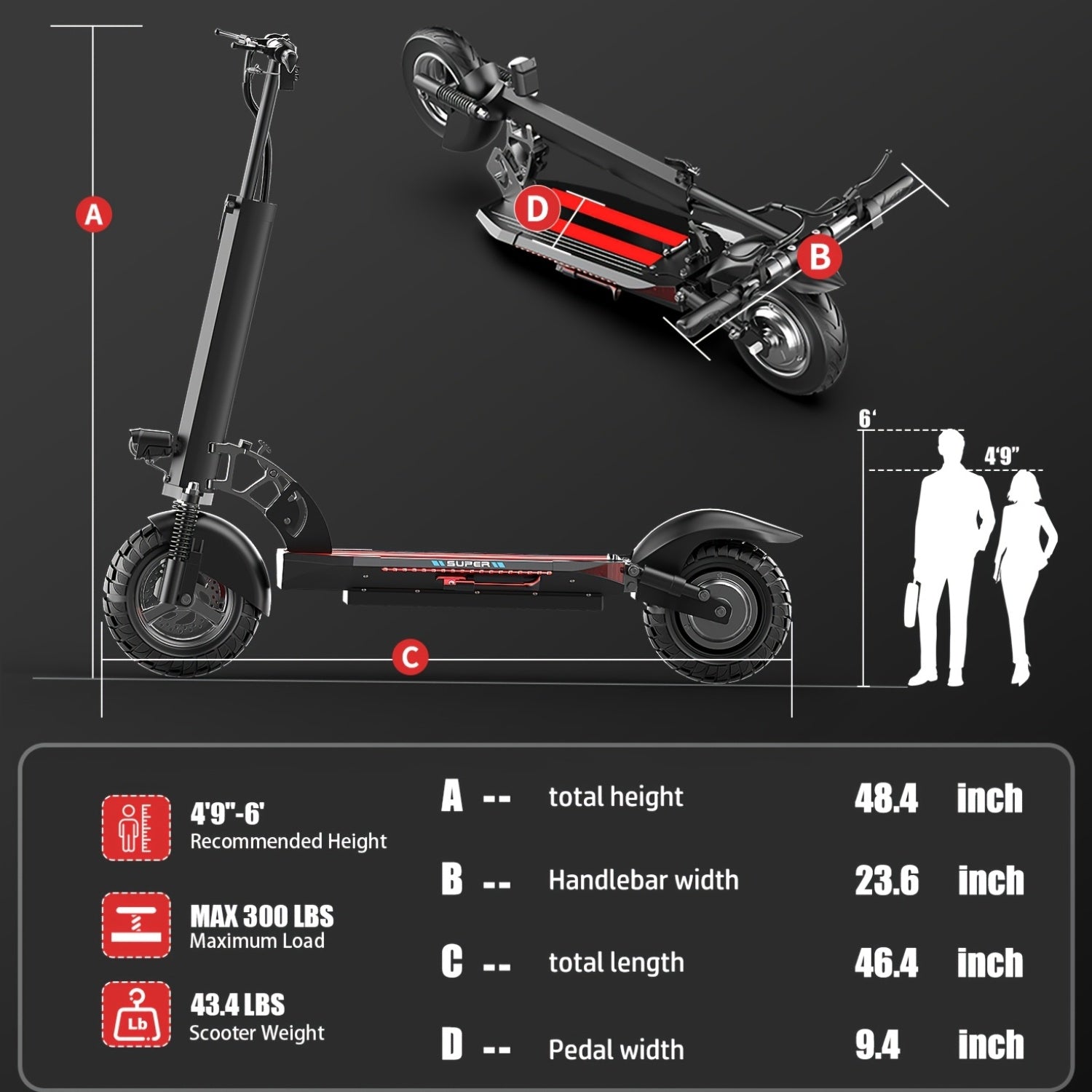 Q2-500W 成人座椅电动滑板车，续航30-35英里，10英寸轮胎，48V 15AH电池，可折叠设计与可拆卸座椅，巡航控制，明亮灯光，越野能力