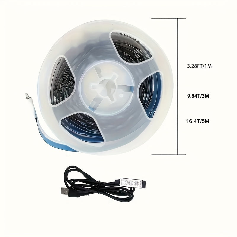 USB多功能控制RGB LED灯带，具动态颜色同步功能，长度可选3.28FT至100FT，适用于电视、房间和圣诞装饰。广泛用于汽车装饰、派对氛围照明