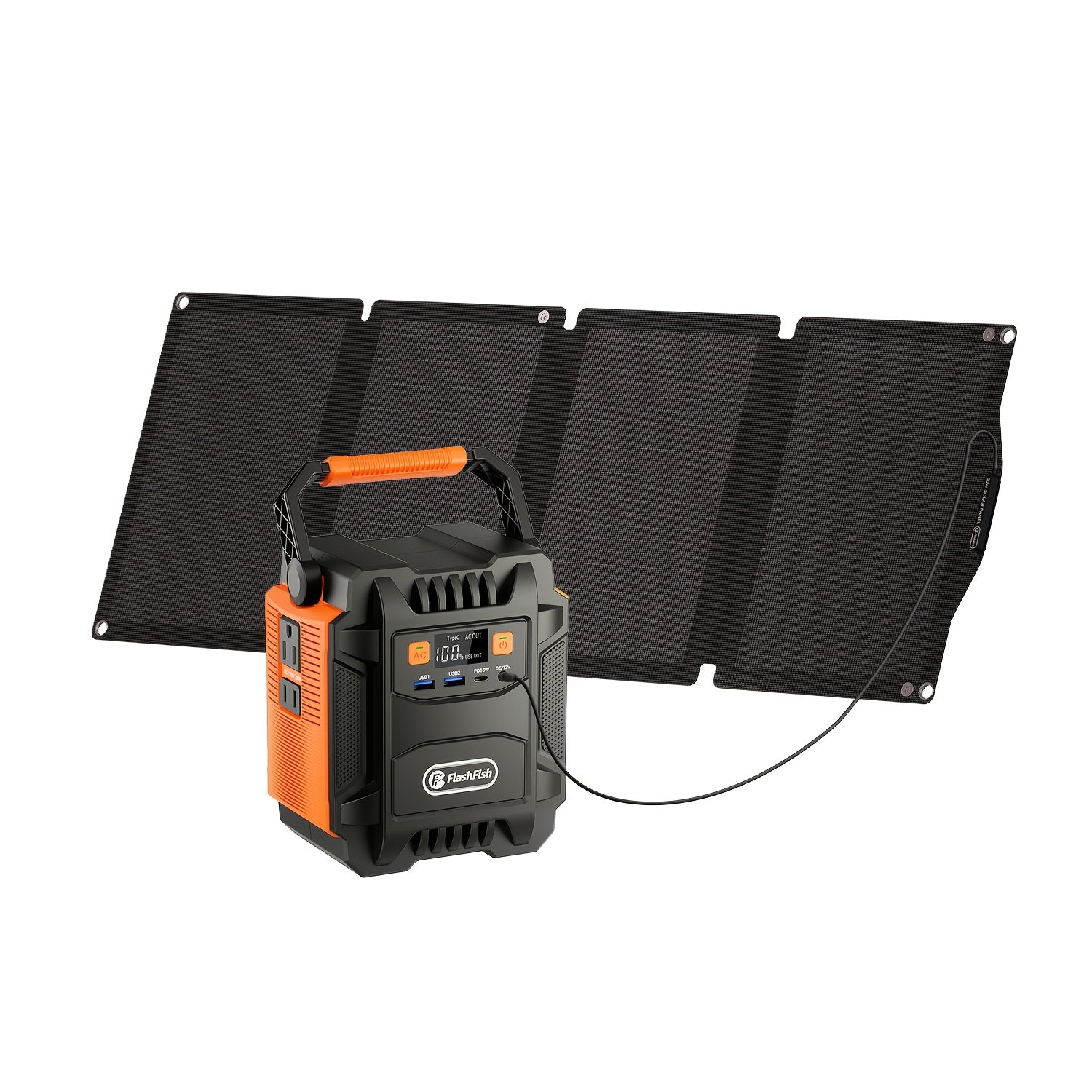 可攜式電源站 120W/150W/200W 峰值 露營太陽能發電機 98/166/172.8Wh 電源供電器，含 30/60W 太陽能板，具備 110V AC 插座和多重輸出 LED 手電筒，適用於 CPAP 家用露營 颶風 緊急情況 聖誕禮物