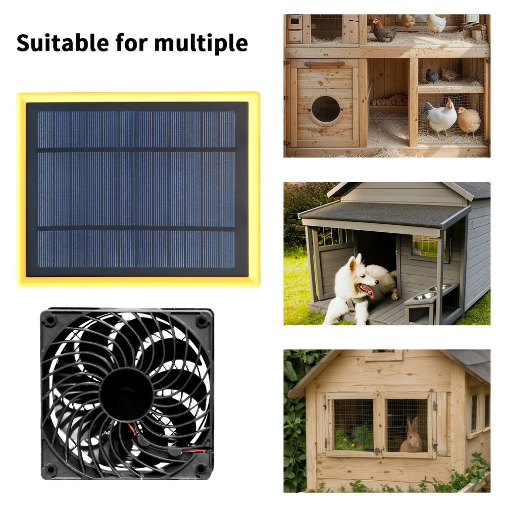 1PC Solar Panel & Portable Cooling Fan, Solar Ventilation Exhaust Fan Kit for Outdoor Air Circulation, Suitable for Greenhouse, Chicken Coop, Shed, Pet House and More, Battery-Free Operation