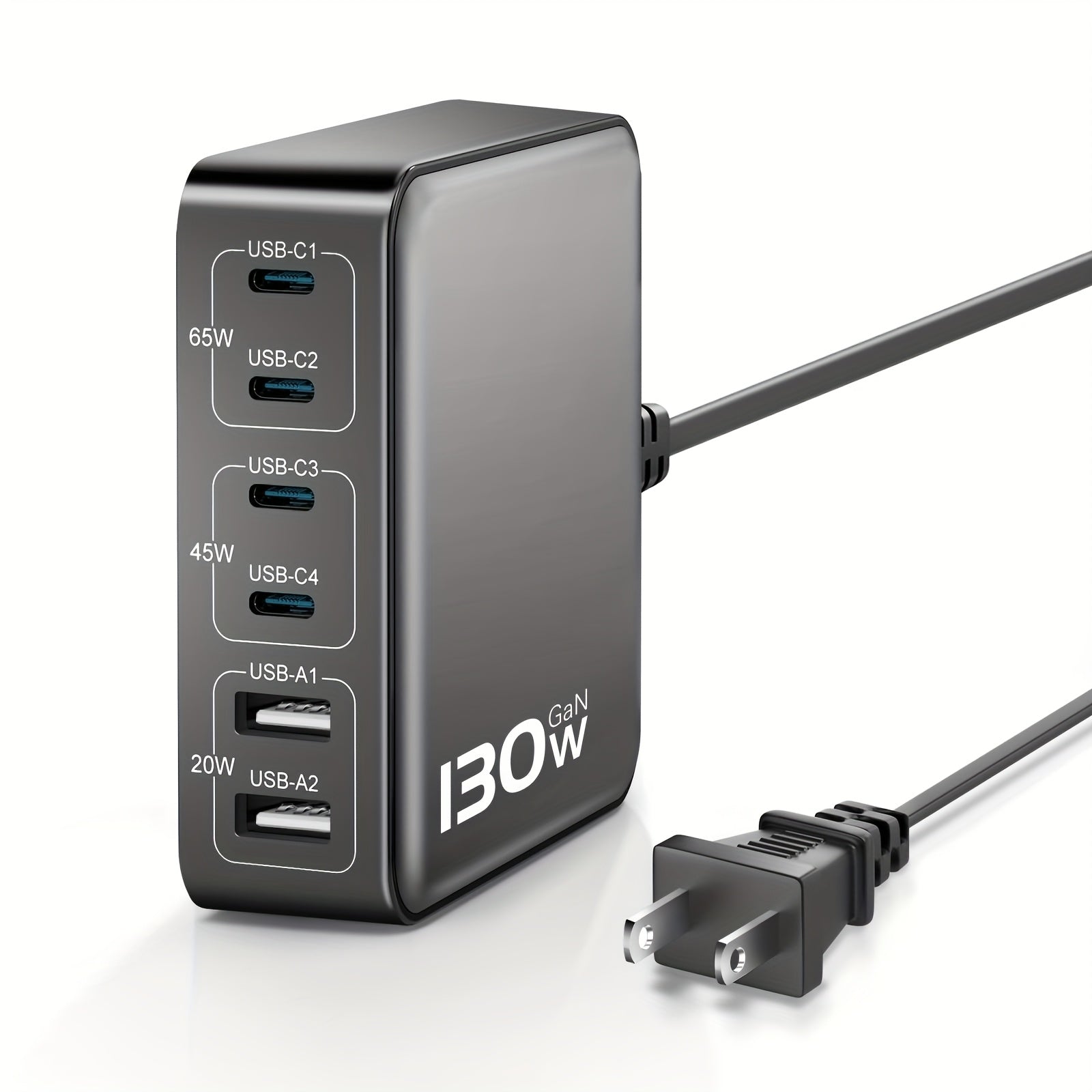 USB C Charger Fast Charger Block: 130W 6 Port Charging Station for Multiple Devices, Portable Desktop Laptop Charger, for MacBook Pro/Air/for iPad for iPhone 16 15/14/13/Pro Max/for Galaxy Note