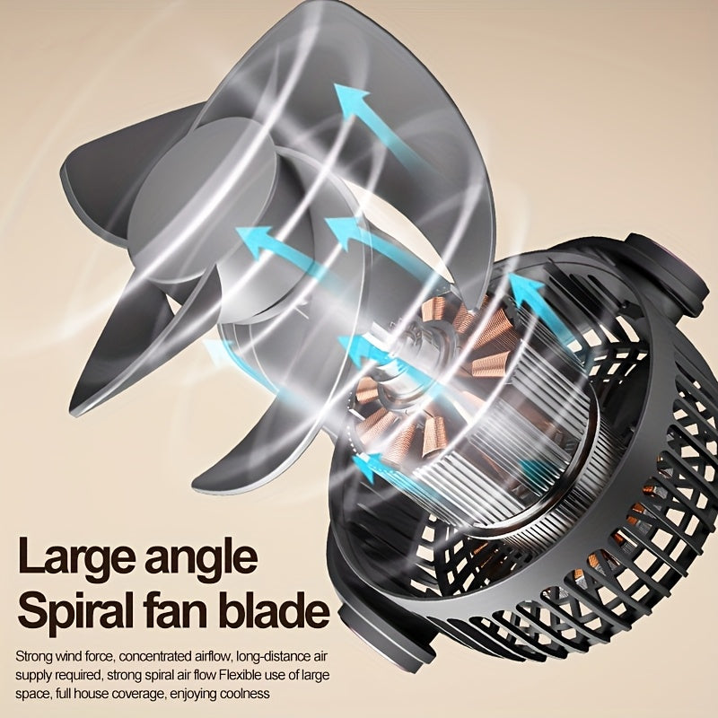 Brushless Motor Clip Fan, Rechargeable 2-in-1 Fan with Lighting & Oscillating Function, Quiet Circulating Desktop Fan with Night Light for Office Dorm Bedroom