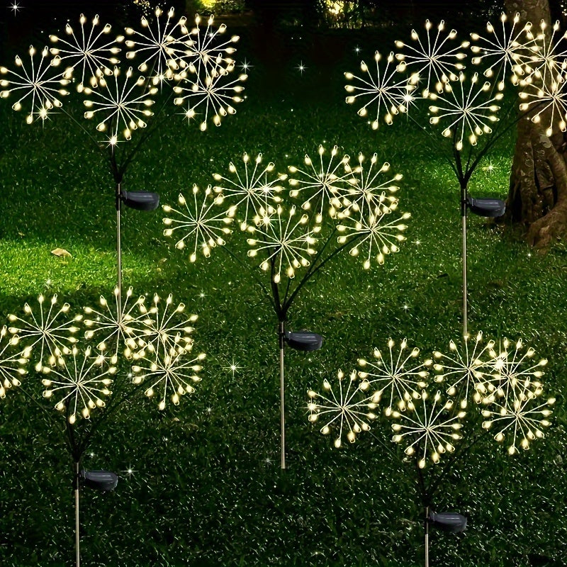 1PCS 6-Head 60LED Solar Garden Twinkling Copper Wire Firework Light, Solar Powered Light Sensor, Auto On/Off, Perfect for Outdoor Courtyard Path Garden Decoration, Christmas/Halloween Decoration
