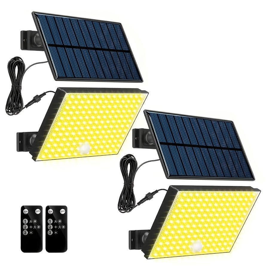 1P/2Pcs 400LED Outdoor Solar Wall Light with Motion Sensor Lighting, LED Cool White Solar Flood Light, High Brightness Solar Street Light, Larger Solar Panel, Easy Installation, Super Bright, Automatic ON/OFF, for Porch, Yard, Garage, Fence