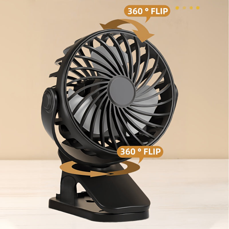 USB Rechargeable Mini Desktop Fan, Quiet 3-Speed Adjustment, Lightweight Portable, 360° Adjustable Angle, Personal Cooling Fan for Home, Car, Office, Dormitory, Camping and Travel