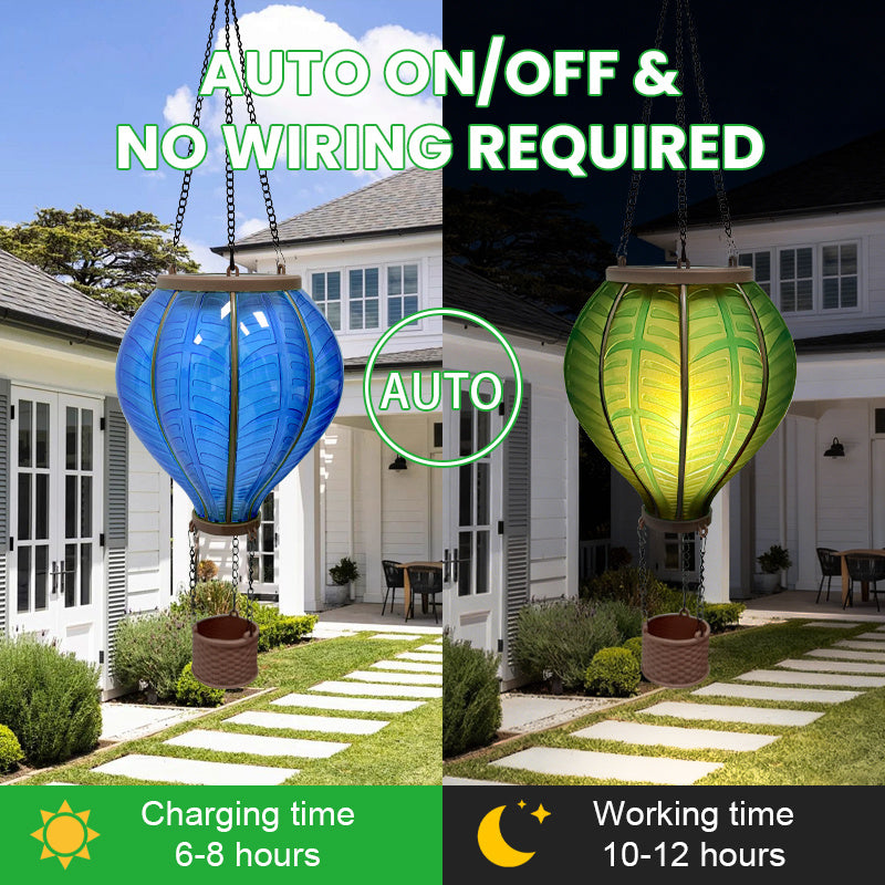 2pcs Hot Air Balloon Solar Light, Creative Flame Effect Hanging Lantern, Suitable for Garden, Courtyard, Porch, Lawn, Festival Celebration, Party, Camping Decoration, Outdoor Ambient Lighting