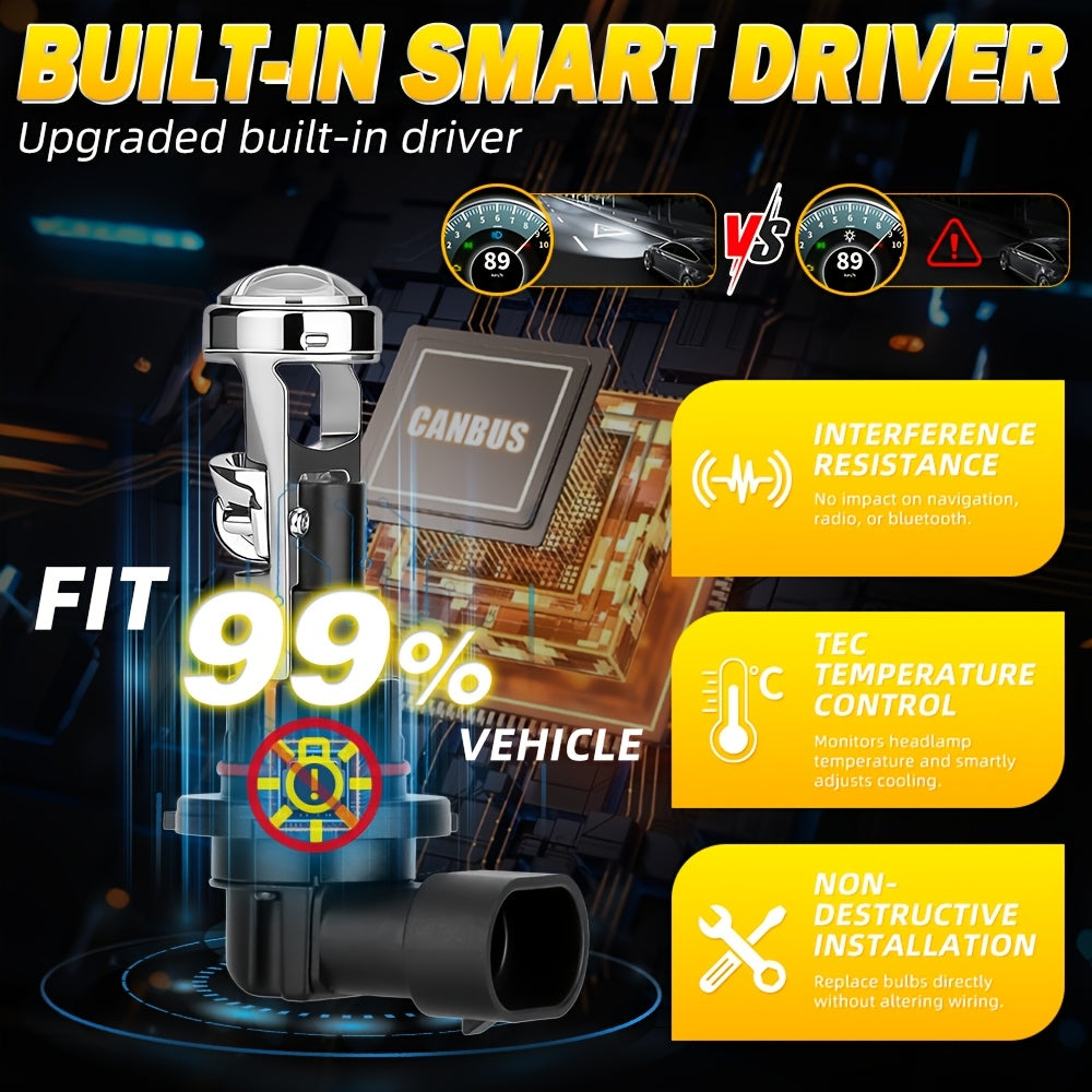 2026 Newest Car H4 H7 LED Headlight Bulbs 9005/HB3 H11 High/Low Beam Dual-Use CSP Chip Bulbs 160W High Power 6000K Bright White Light High Stability Long Life for Motor Vehicles 2-Pack