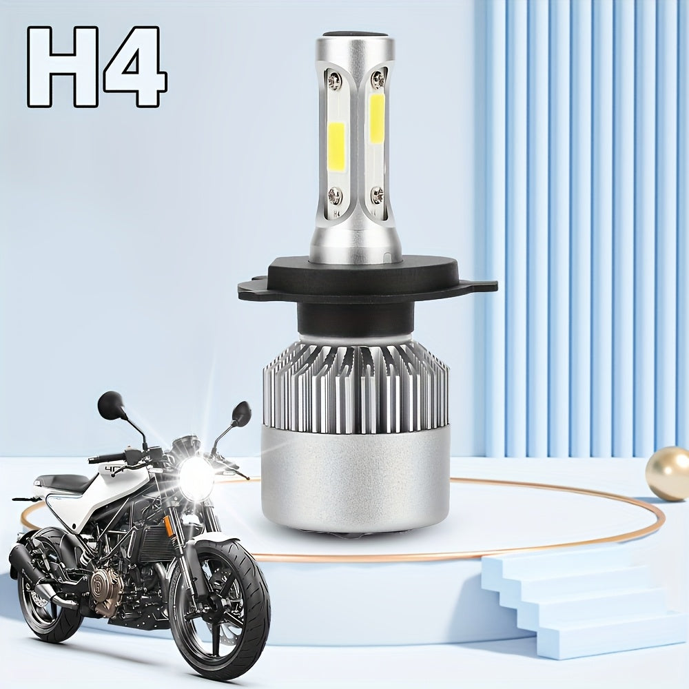 1pc KINGSOFE H4 LED Motorcycle/Car Headlight Bulb - Super Bright 30000 Lumens 6500K Cool White High/Low Beam Integrated with Cooling Fan, Plug-and-Play All-in-One Headlight, Suitable for Motorcycles, ATVs, Trucks, Scooters, Utility Vehicles