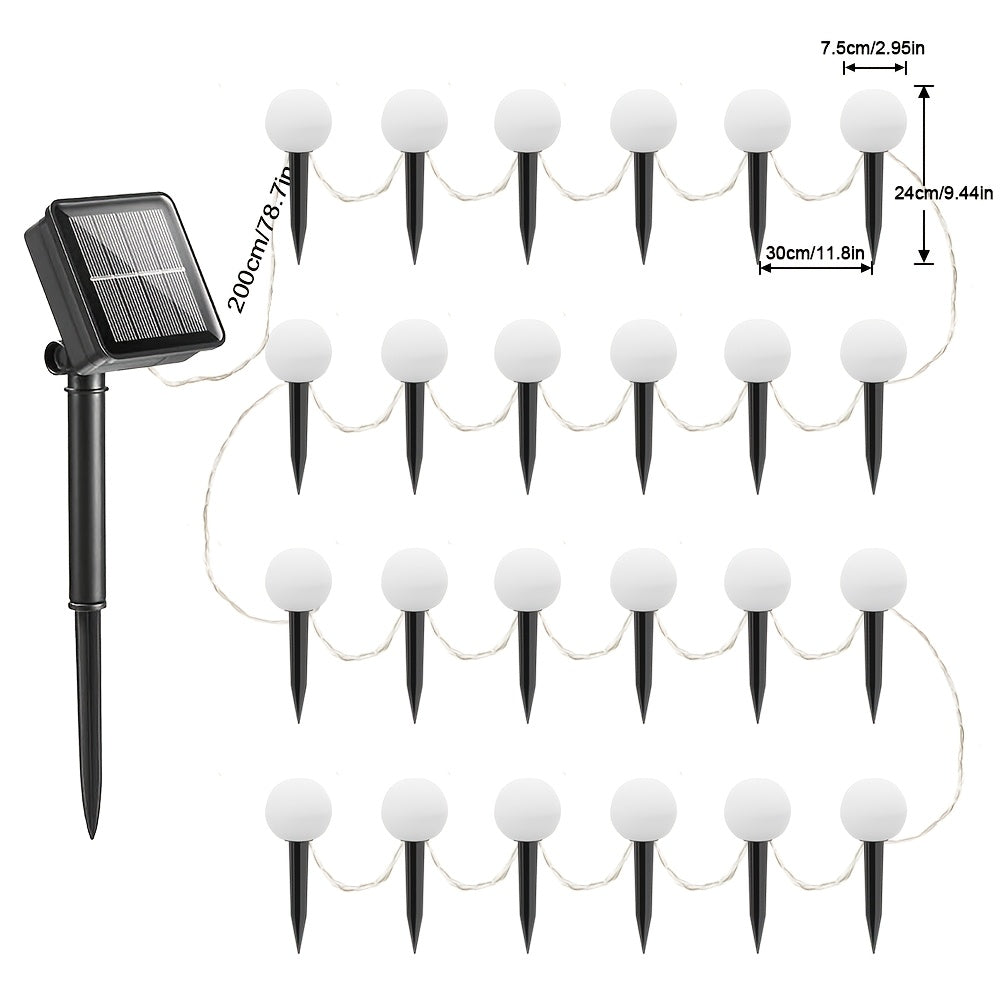 16/24PCS Solar LED Colorful Ball Christmas Lawn Light, Christmas Garden Light, Ground Insert Light, 8 Lighting Modes, IP44, Decorative Light for Christmas, New Year, Valentine's Day Party, Suitable for Garden, Courtyard, Path, Lawn, Driveway Decoration