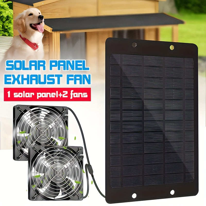 10W 12V Solar Dual Fan Exhaust Fan, Black Solar Ventilation Fan with Solar Panel, Suitable for RV, Chicken Coop, Greenhouse, Shed and Pet House Window