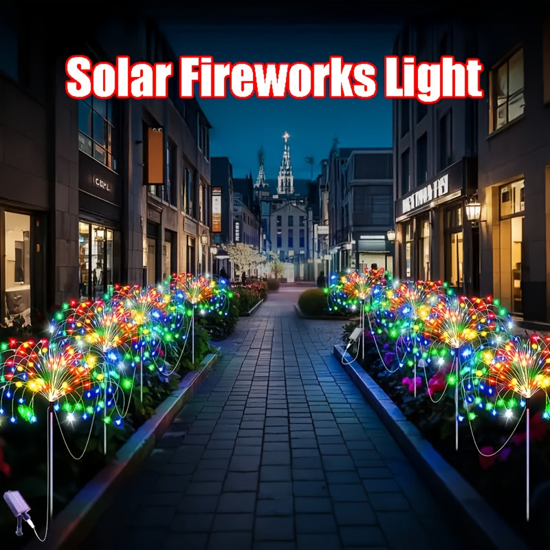 FACHOI 5件套-400颗LED太阳能烟花灯 5件套-300颗LED智能光感DIY太阳能装饰灯 适用于商业街、小径装饰、花园露台 4件套-320颗LED 8种照明模式 4件套-240颗LED 白光/彩光/暖光