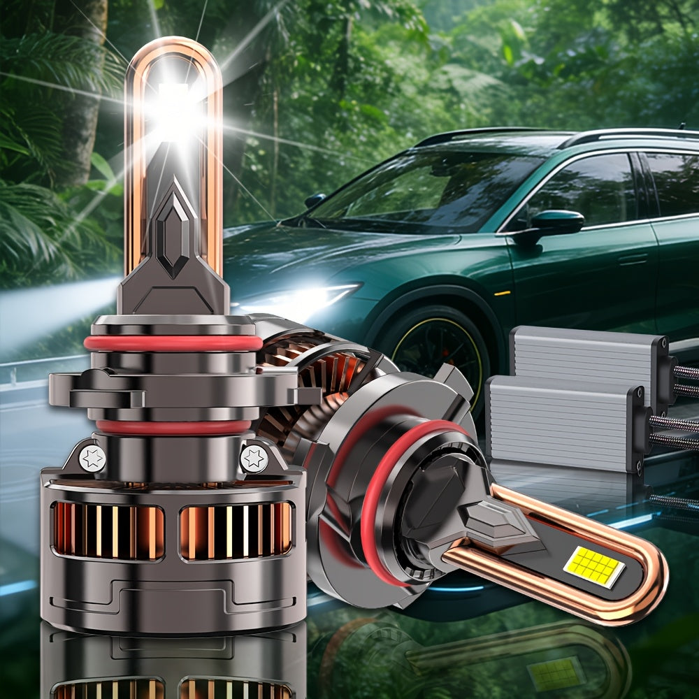 2-Pack LED Car Lights, Compatible with H11/H7/H4/H1, 9005/9006/9012 - 50000LM, 300W High/Low Beam, 7500K Cool White Light, Equipped with 12000 RPM Turbo Cooling Fan, Fits Various Vehicle Models, No Battery Needed