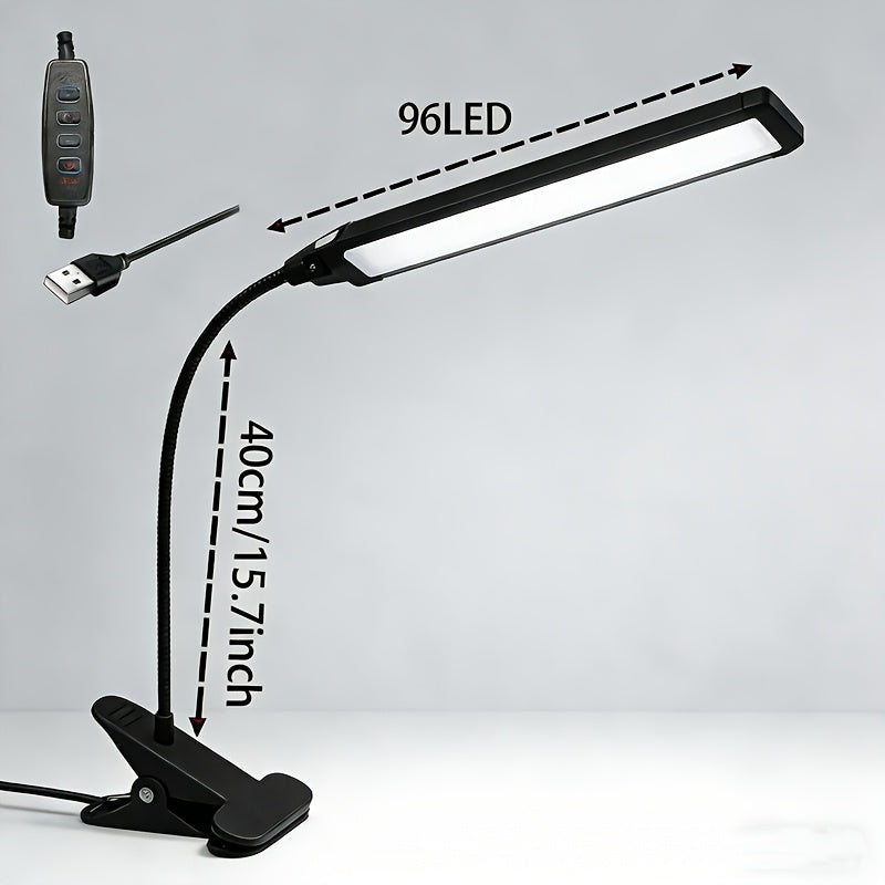1pc LED metal hose stand desk lamp, USB bendable metal table reading light, night light, three-color adjustable, 360-degree freely bendable, fill light clip lamp, for manicure, office, drawing lighting, home lighting fixture