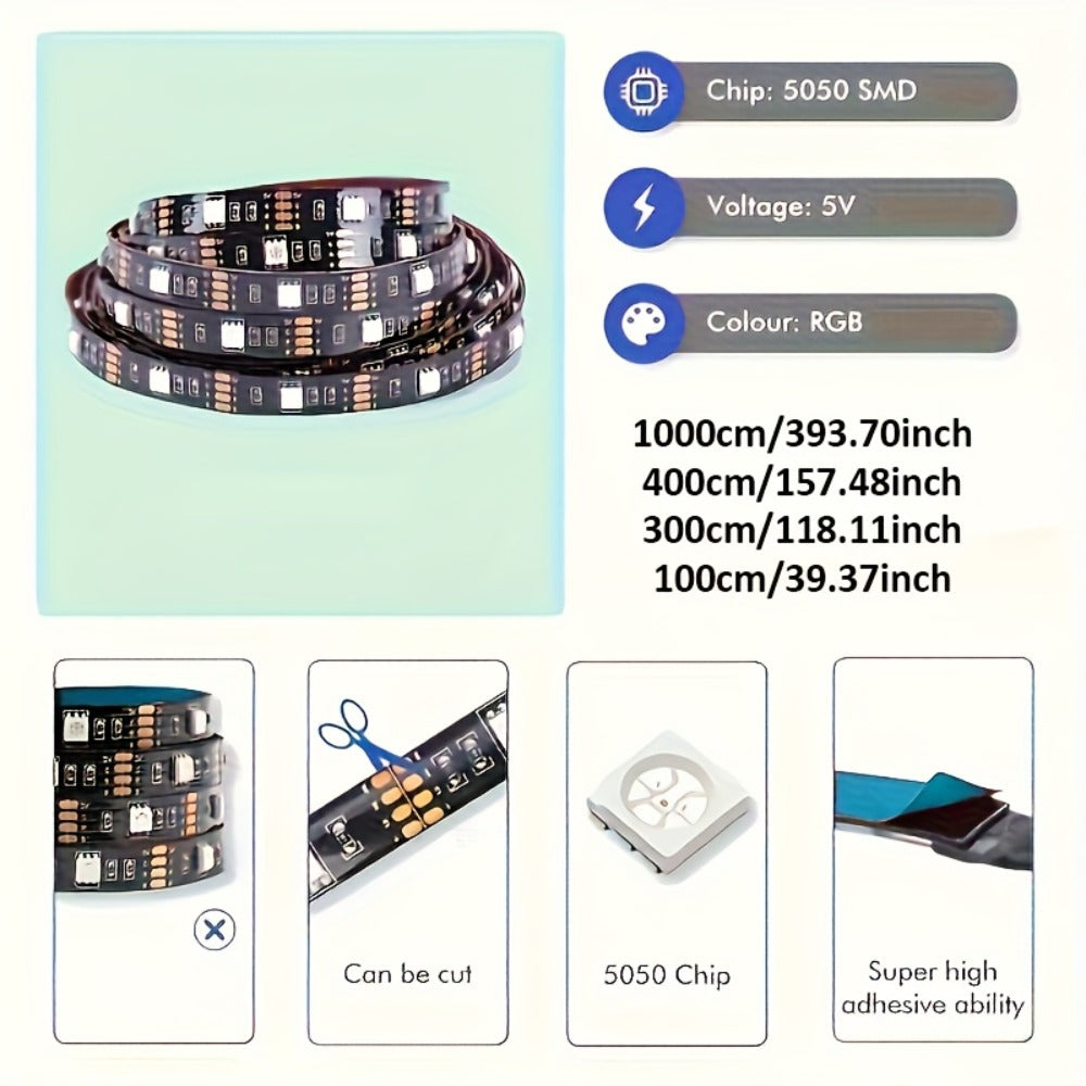 LQHZMYY 5V 5050 LED灯带，3键调光，电视背景氛围灯，适用于客厅和卧室霓虹灯带，万圣节装饰/圣诞节装饰/节日新奇照明，输出：, 霓虹灯, 电视背光, 电视背光, 节日装饰, 装饰照明, 现代霓虹, 塑料外壳, 柔性条带, 智能照明, 室内设计师, 假日购物者