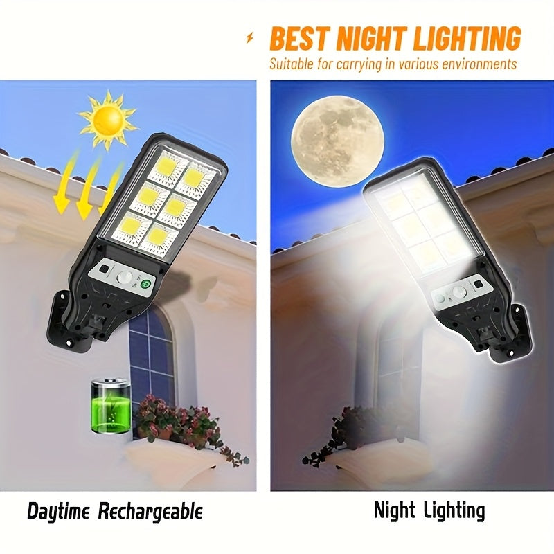 1/2/4 Pack Solar Street Light with Motion Sensor, Designed for Wall Mounting, Suitable for Commercial Streets and Area Lighting, Outdoor 6 COB LED Solar Light with 3 Lighting Modes, Perfect for Floodlighting
