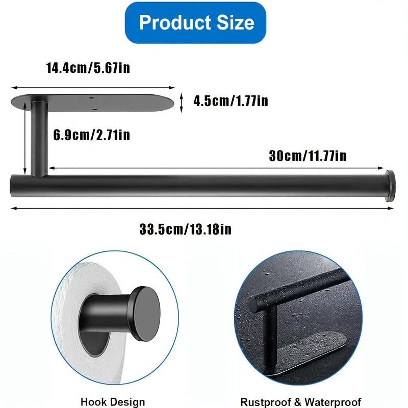 2-Pack No-Drill Adhesive Tissue Holder - Strong Sticky Waterproof & Moisture-Proof Paper Towel Holder for Bathroom & Kitchen, Reusable Home Storage Shelf