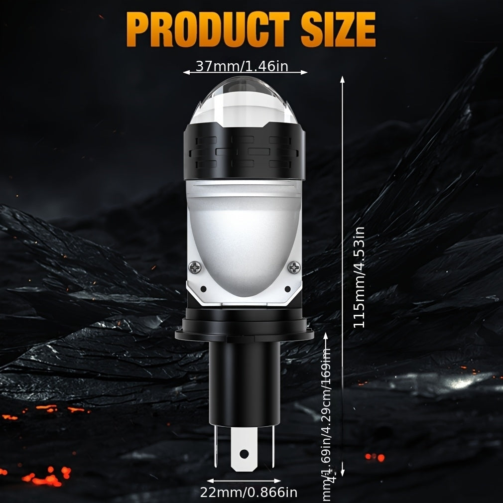 2Pcs Turbo Fan H4 LED Headlights Car H4 Mini Projector Lens 6500K Super Bright 35000 Lumens High/Low Beam Auto LED Car Light Automotive Lighting