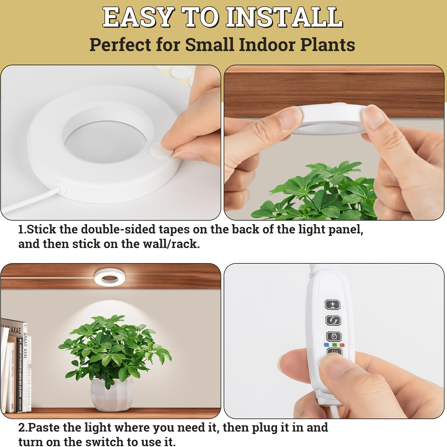 Smart Full Spectrum LED Grow Light for Indoor Plants, Specially Designed for Indoor Potted Plants. 3/6/9H Timer, Ideal for Balcony & Houseplants