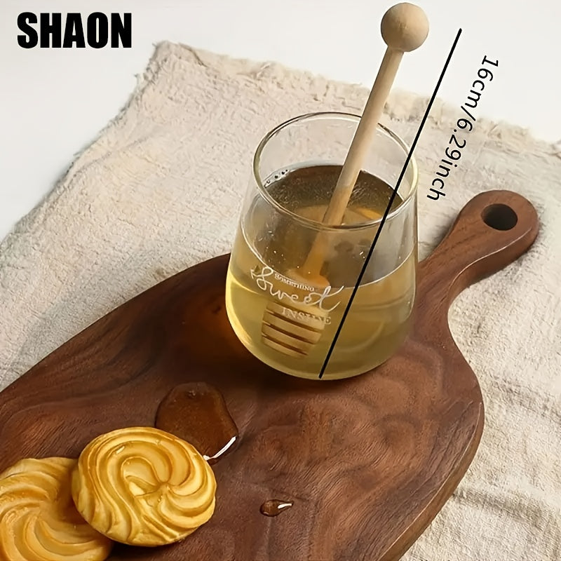 One Wooden Honey Dipper – Honeycomb Dripper, Long-Handled Stirrer for Honey, Syrup & Jam – Kitchen Utensil & Stirring Tool for Syrups, Maple Syrup or Any Non-Oily Stretchy Foods – Perfect for Homemade Honey