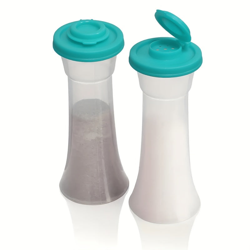 2 Extra-Large Salt & Pepper Shakers, Moisture-Proof Salt Collector – Perfect for Camping, Picnic, Outdoor Kitchen, Lunch Box, Travel – Clear Spice Jars with Red Lids – Plastic Airtight Spice Dispensers, BBQ Seasoning Shakers, Powder Dispensers