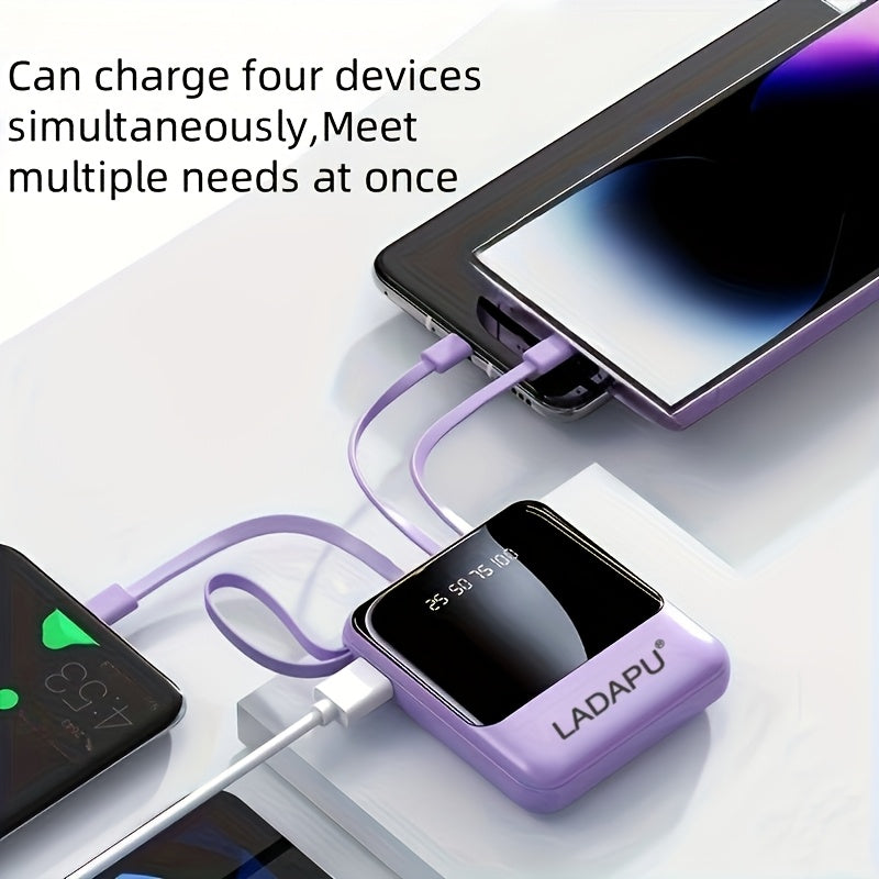 「10000mAh 大容量小尺寸，超大功率！這款迷你行動電源內建四合一多功能充電線，支援 5W/15W/22.5W 超級快充，非常適合旅行商務時使用，隨時保持您的裝置電量充足。」