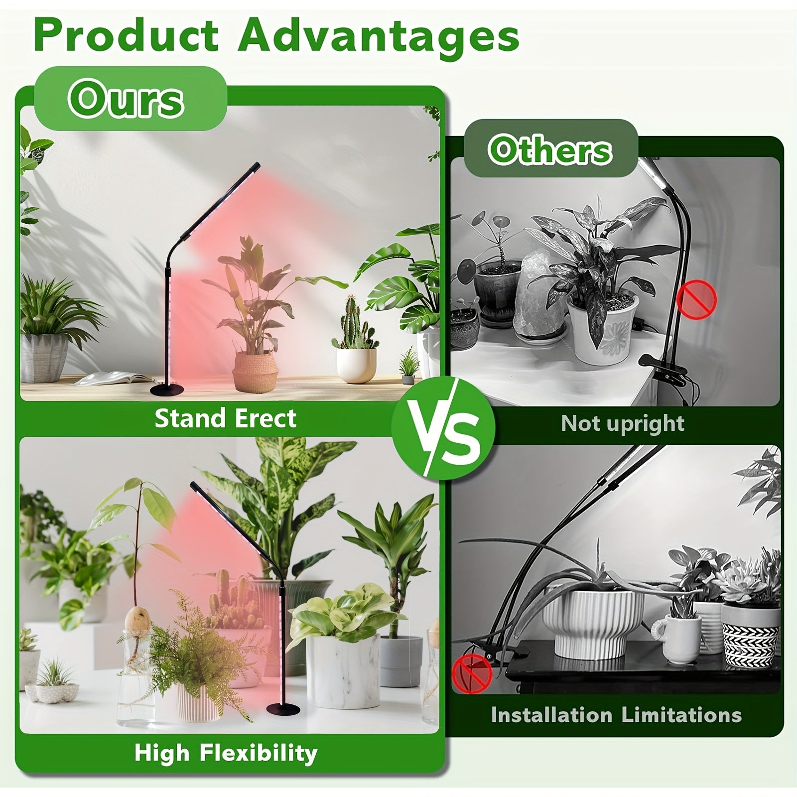1/2-Pack Full Spectrum Plant Grow Light, Ultra-Thin LED Grow Light Strip, 3/9/12H Auto On-Off Timer, 3 Lighting Modes, Ideal for Indoor Plant Growth