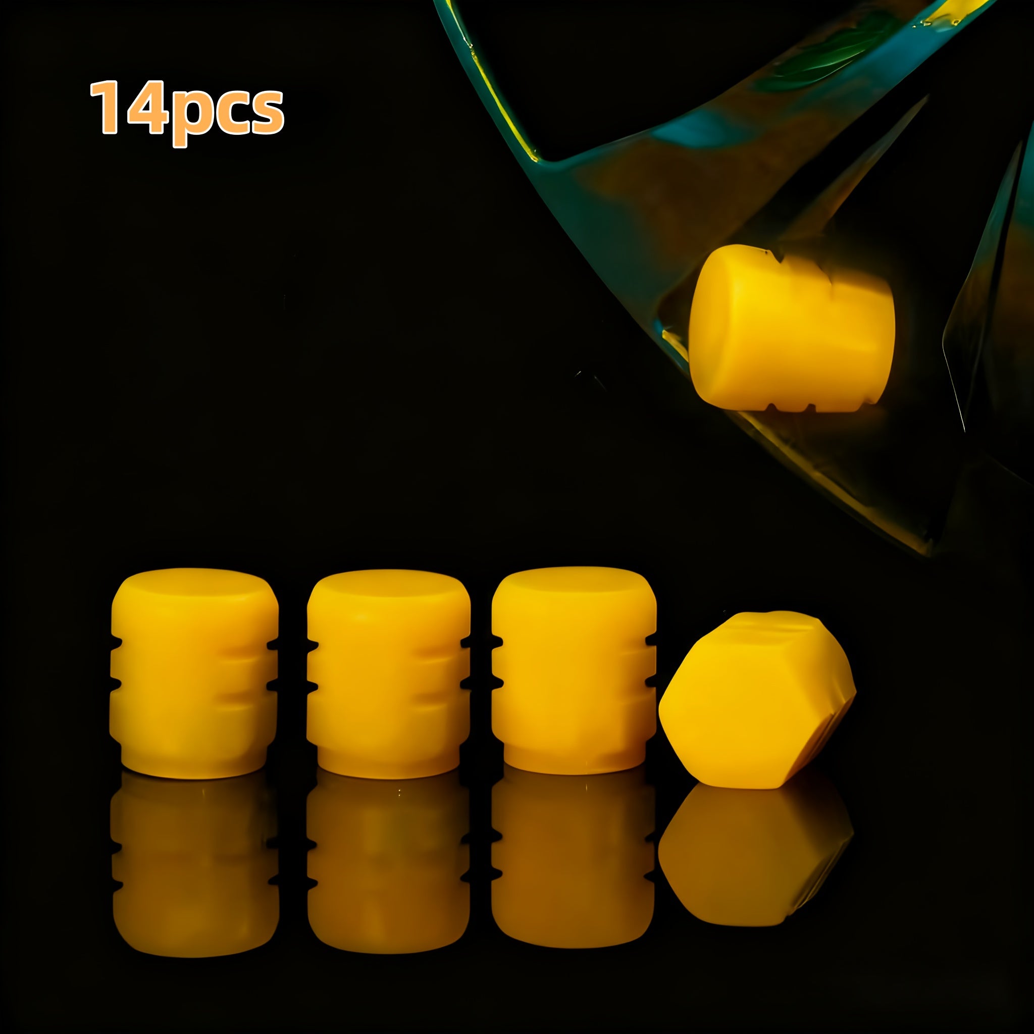 14-Pack Glow in the Dark Tire Valve Stem Caps Fluorescent Valve Core Covers, Car, E-Bike, Motorcycle, Bicycle, Truck Tire Ultra Bright Reflective Valve Core Caps, Colorful Bright Neon Tire Decoration, Night Riding Safety Accessory