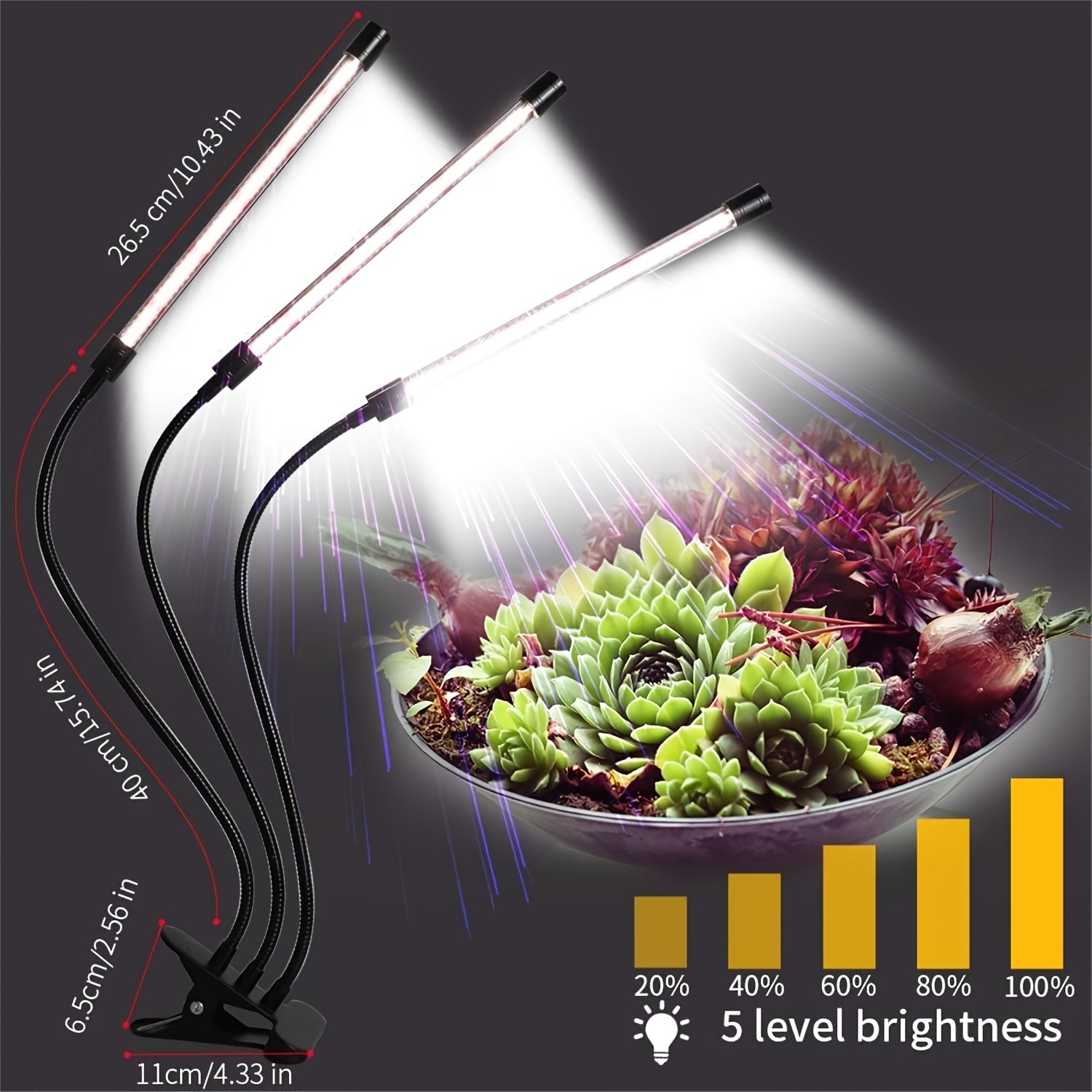 Full Spectrum USB LED Indoor Plant Grow Light, Dimmable Adjustable Plant Lamp with White & Red Light, Perfect for Home Gardening Greenhouse Grow Box Indoor Gardening Accessories, Modern Lighting Solution with Polycarbonate Lampshade for Indoor Plants