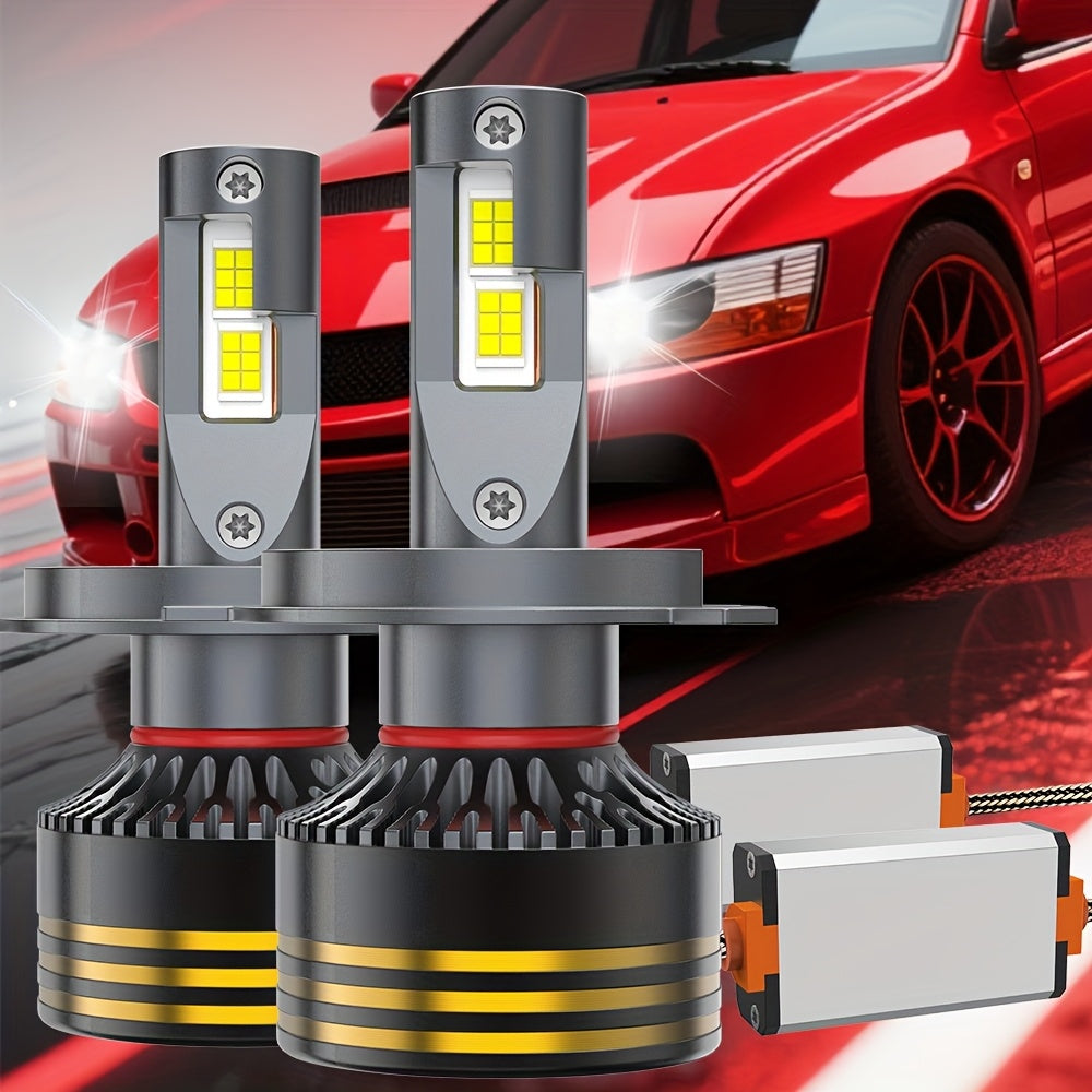 2PCS LED Motor Vehicle Headlight Bulbs, H7-QF009 H4/9005/H1/H4/9003/HB2/H11/9006/H1/9012, 3570 Chip, 800% Brightness, Easy Installation for Various Vehicles, with External Driver Canbus Plug-and-Play