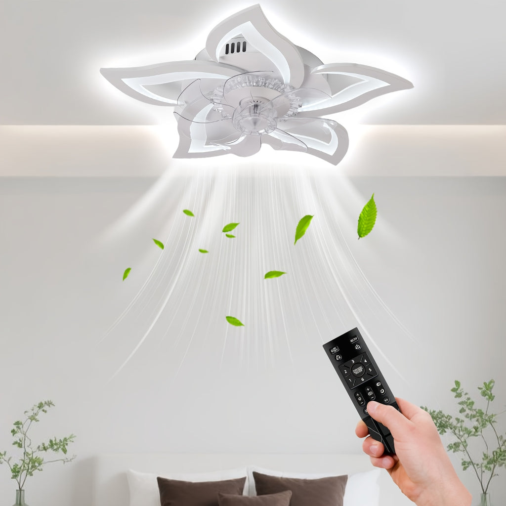 Ceiling Fan Light with Remote Control, 6-Speed 3-Color Dimmable, Black Low Profile Flush Mount Ceiling Fan, Perfect for Kitchen Bedroom Living Room