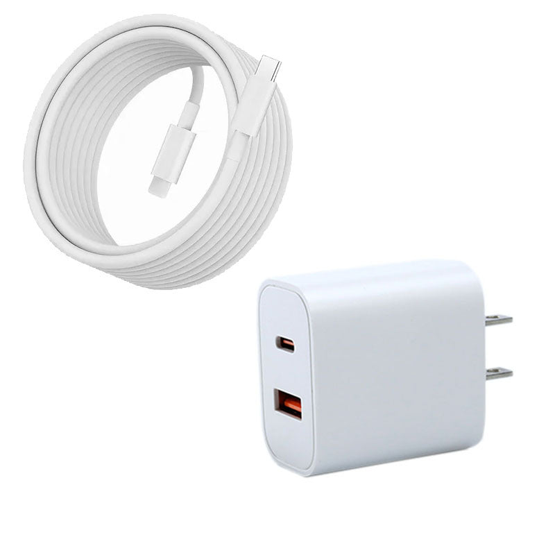 A Fast Dual USB-C Adapter with Two Ports for Quick Charging, Featuring a 6-Foot Cable, Compatible with Android Devices, Tablets, And More, Perfect for The Holiday Season