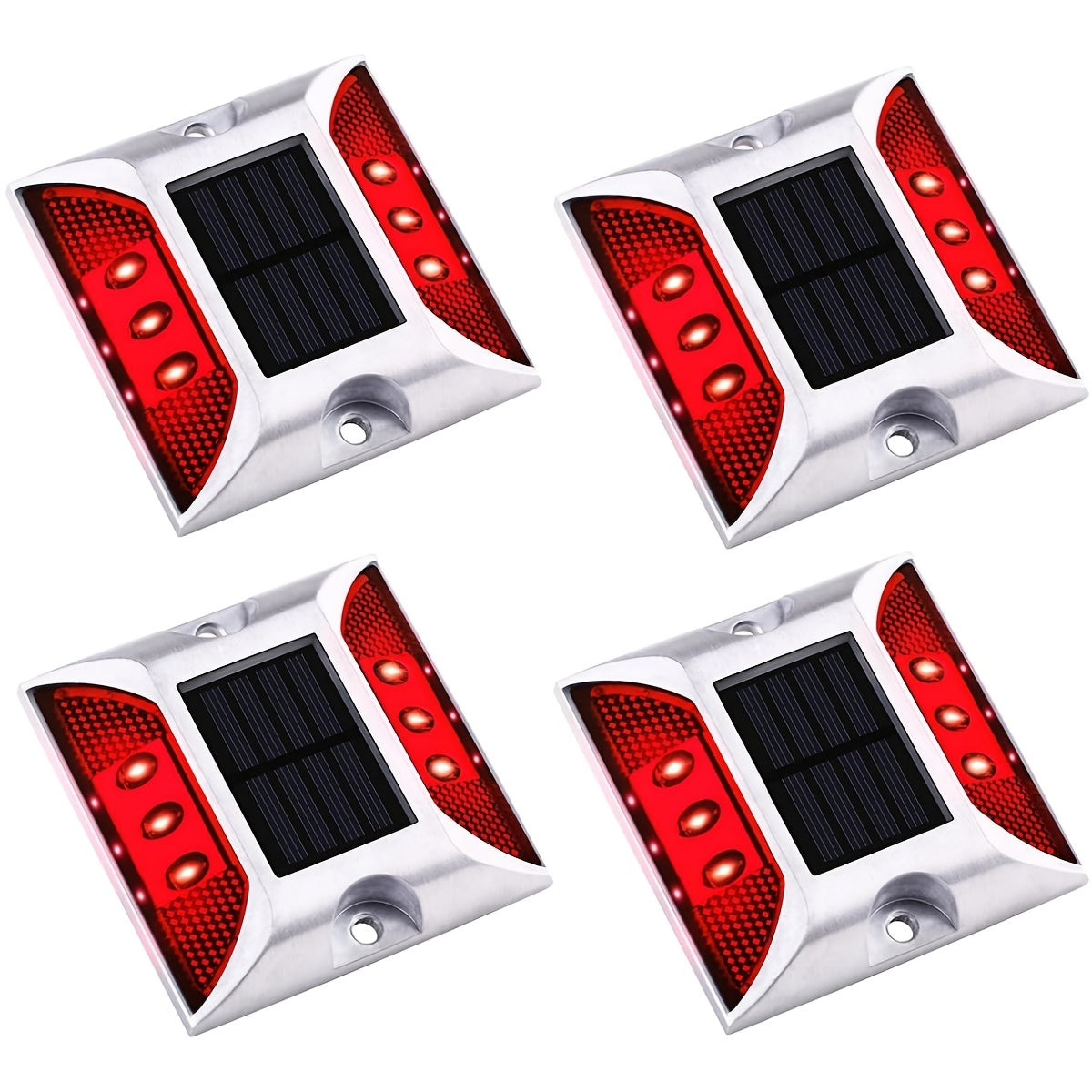 2/4 Pcs Solar Driveway Dock Lights, IP67 Solar Deck Lights, Outdoor Warning Step Lights Reflective Road Markers for Sidewalk Stair Garden Path Walkway (Red Green Blue Yellow Daylight White)