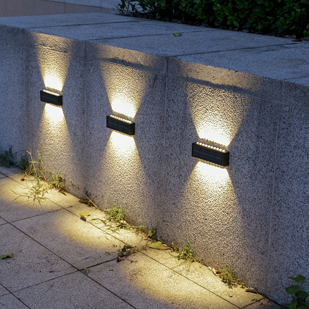 Set of 4 Solar Outdoor Garden Lights! Equipped with 12/16 LED Lights, Two-Way Wall Illumination, IP44 Rating, Easy Installation! Made of Durable Plastic, Perfect for Illuminating Outdoor Paths in Your Garden, Pathway Light, Solar Design