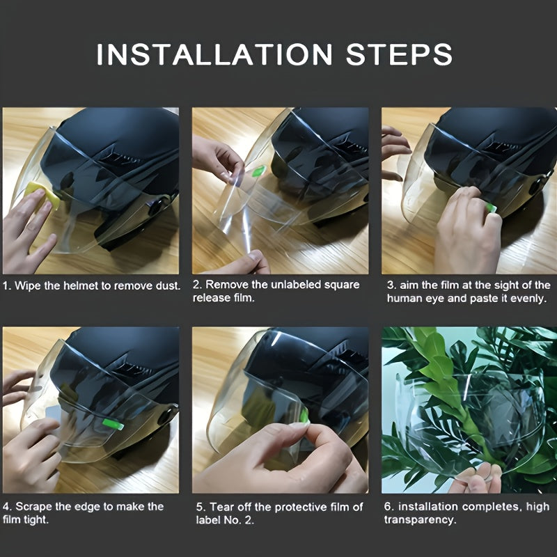 摩托车头盔面罩通用防雨防雾膜，早晨和雨天防雾面罩镜片，简单但有效，耐用PET奈米涂层，适用于所有摩托车头盔配件