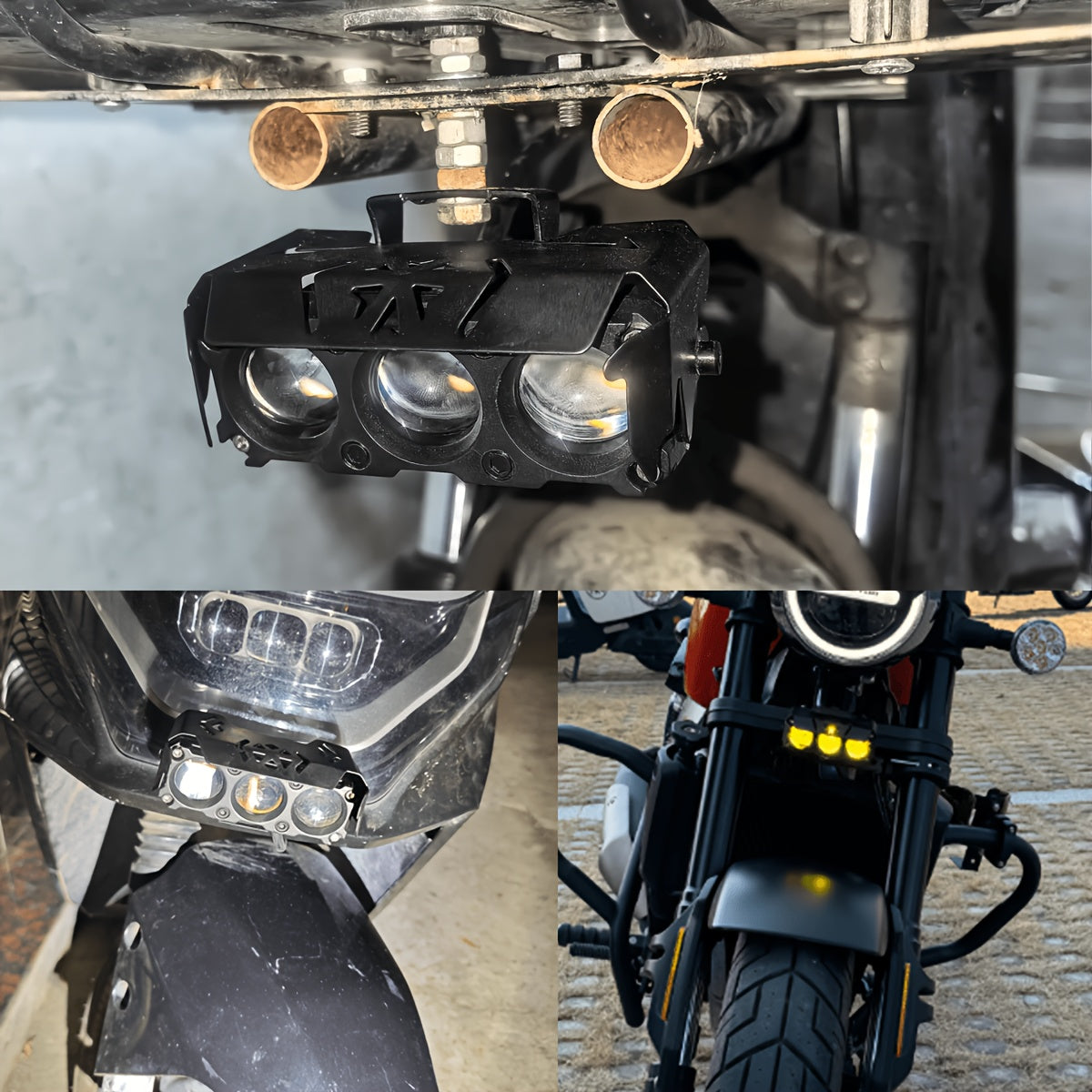 1件 摩托车LED驾驶灯 前方高亮度辅助照明灯 3模式 白黄 工作灯 12V 适用于 ATV SUV 拖拉机 越野车 汽车 摩托车配件