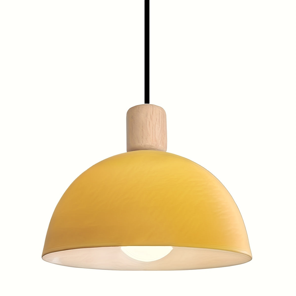 Semi-circular pendant light vintage round iron chandelier modern ceiling light metal wood hanging pendant light suitable for bedroom, dining room, kitchen, restaurant (bulb not included!!!)