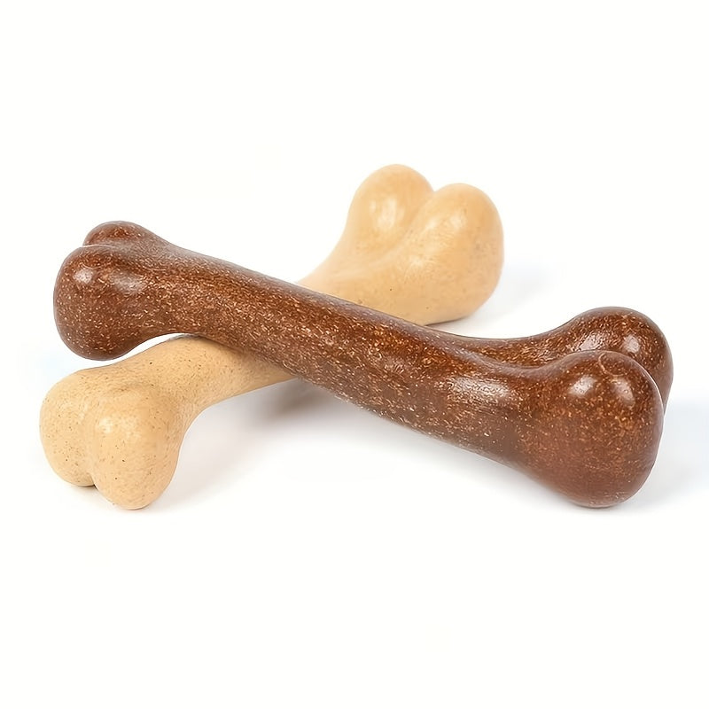 2件套坚不可摧的幼犬咀嚼骨 - 牛肉味牙齿健康 & 强力咀嚼者，重型聚丙烯狗咬玩具（骨形，大/中/小型犬，斗牛犬，恶霸犬种） - 耐用幼犬磨牙骨，耐磨耐咬
