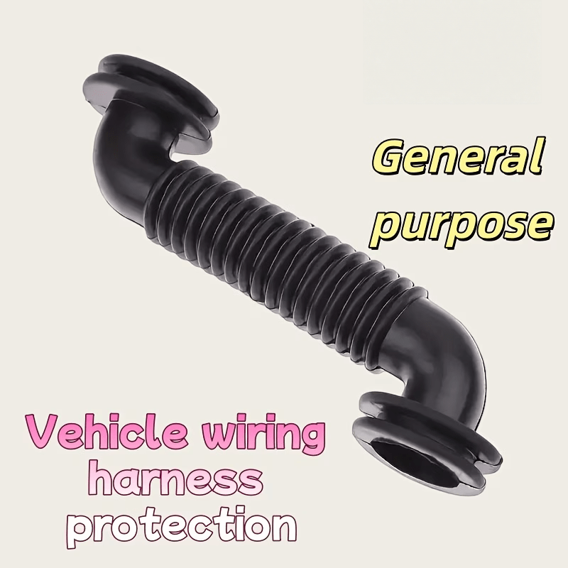 Automotive Wire Harness Door Tube | Black Rubber Dust-Proof Wiring Protection Conduit, Universal Fit