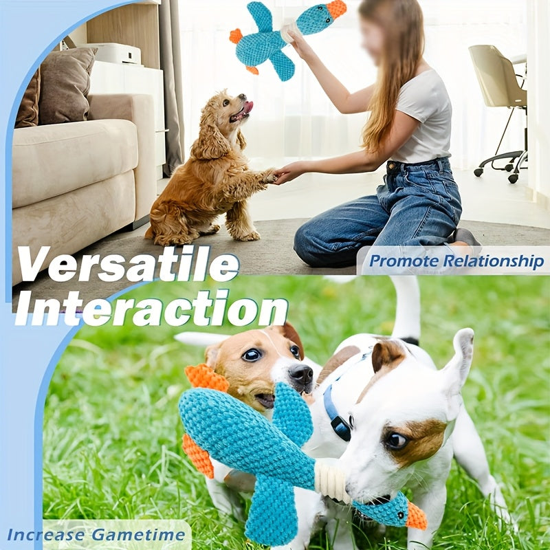 狗狗发声玩具 蓝色大雁 - 小 / 中 / 大型犬耐用磨牙玩具，幼犬出牙期洁齿玩具，解闷互动宠物玩具，安全柔软狗狗玩具，用于口腔护理与益智互动的磨牙玩具
