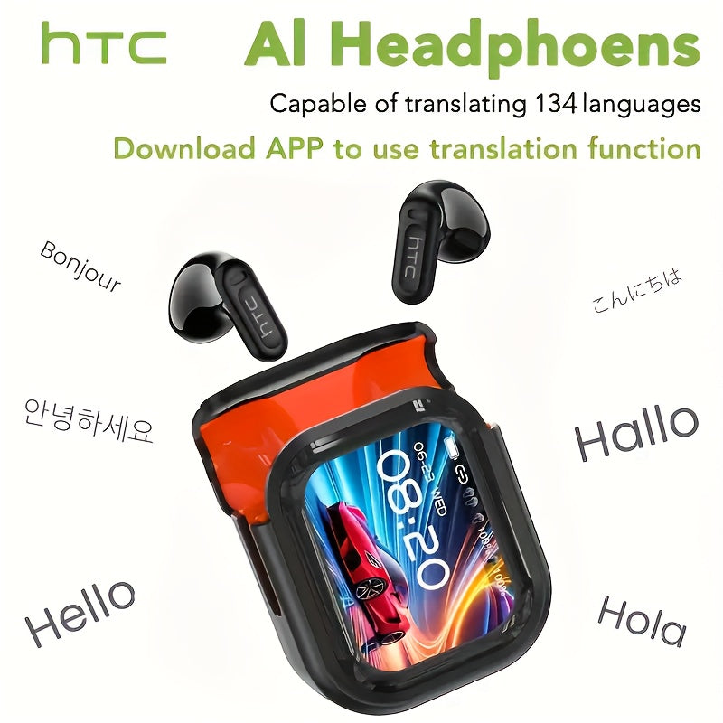 1个全新升级版 HTC NE20 TWS 真无线蓝牙耳机，支持131种语言翻译，高清LED显示屏和高保真无线耳机。 适合办公、运动、学习。 内置麦克风。 生日圣诞礼物