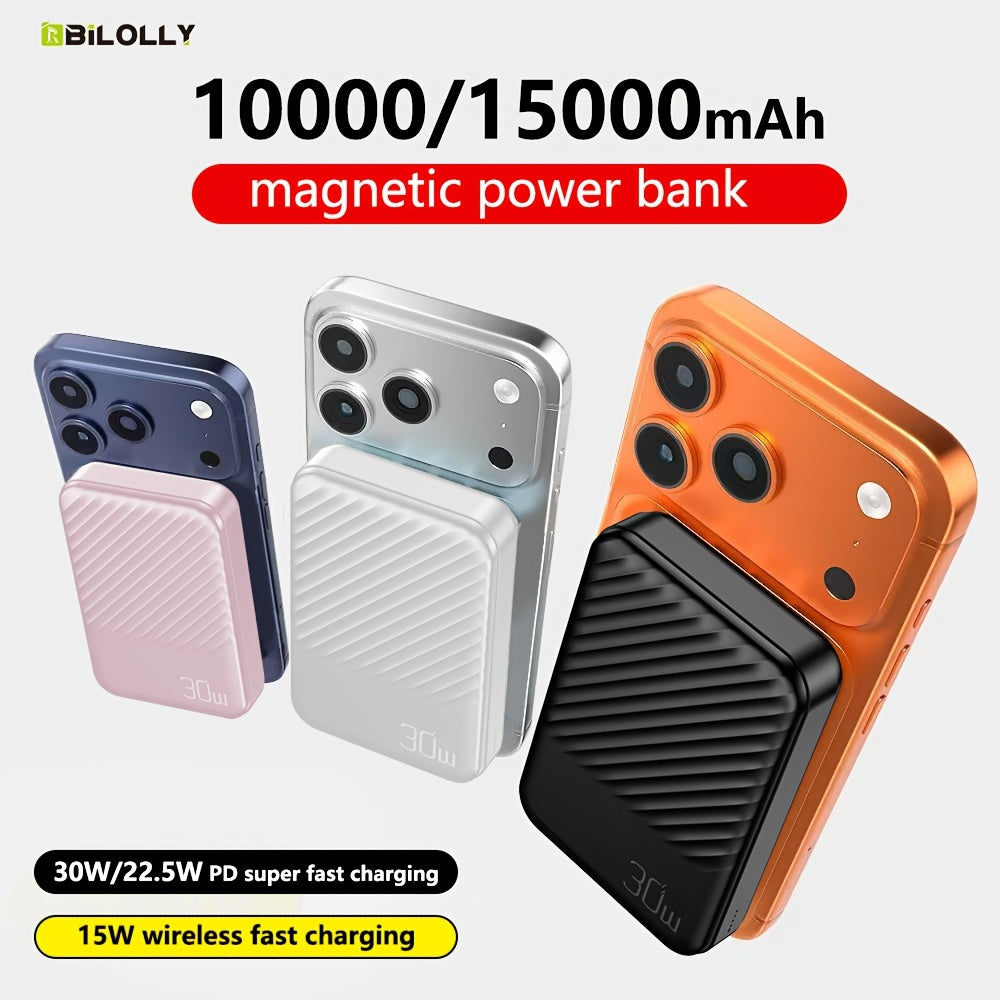 雙支裝時尚移動電源 15000/10000毫安時 30W/22.5W快速充電便攜充電寶 超薄行動式手機充電備用電池 相容所有手機 迷你輕巧 旅行佳選 新年/聖誕禮物