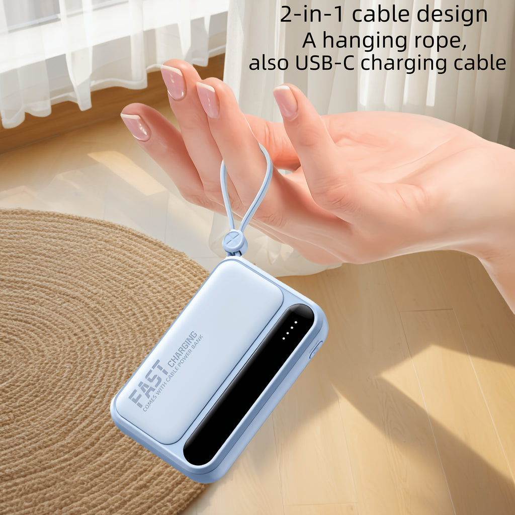 2026 LADAPU Newest Upgrade Mini Cute 10000mAh Portable Pocket Size 5W 15W Fast ChargingPower Bank, Small Size Large Capacity High Appearance, Built-in 4 Cables, High-SpeedRechargeable Battery, Trave Must Have, Great Girlfriend Gift, For IPhone